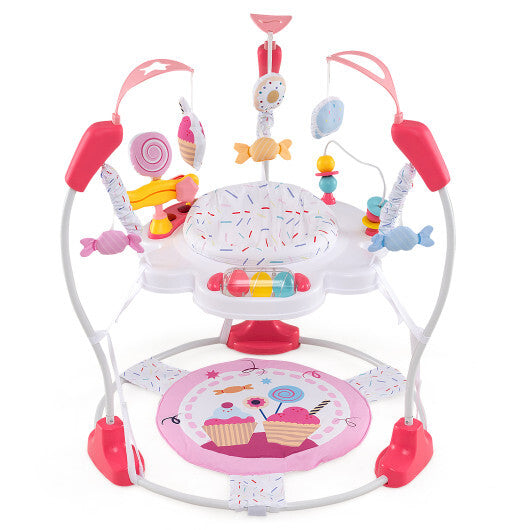 Baby Activity Center Height Adjustable Baby Bouncing Saucer with Interactive Toys-Pink - Color: Pink W2B