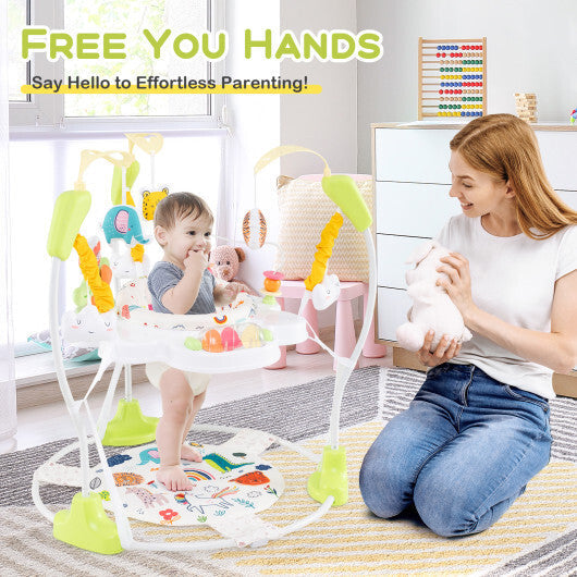 Baby Activity Center Height Adjustable Baby Bouncing Saucer with Interactive Toys-Yellow - Color: Yellow W2B