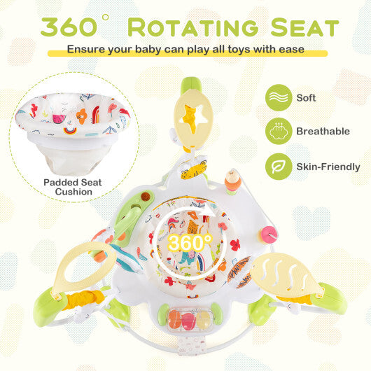 Baby Activity Center Height Adjustable Baby Bouncing Saucer with Interactive Toys-Yellow - Color: Yellow W2B