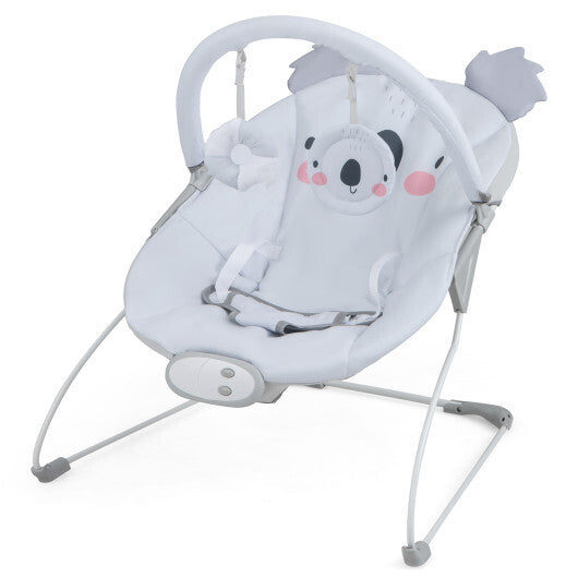 Portable Baby Bouncer Infant Rocker Seat with Detachable Toy Bar-Gray W2B