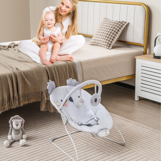 Portable Baby Bouncer Infant Rocker Seat with Detachable Toy Bar-Gray W2B