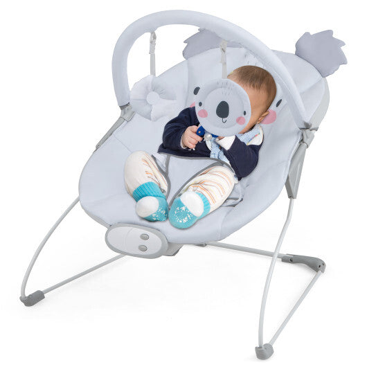 Portable Baby Bouncer Infant Rocker Seat with Detachable Toy Bar-Gray W2B