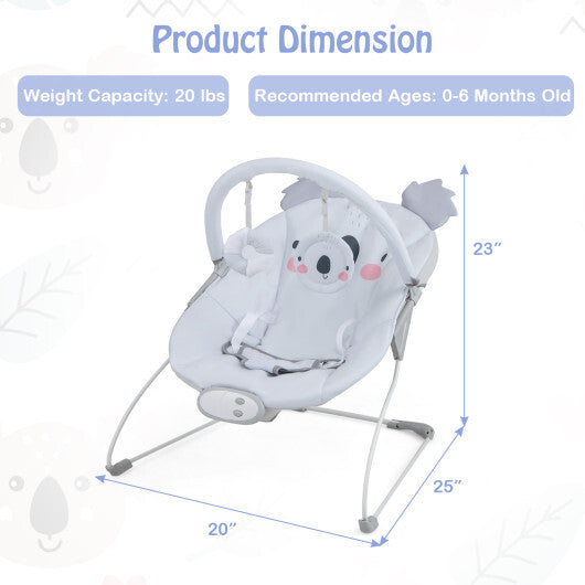 Portable Baby Bouncer Infant Rocker Seat with Detachable Toy Bar-Gray W2B