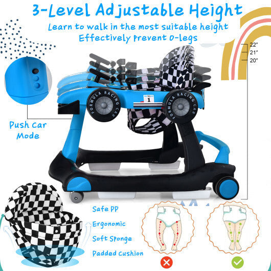 5-in-1 Baby Walker with Adjustable Height and Speed for Boys Girls 6-18 Months W2B