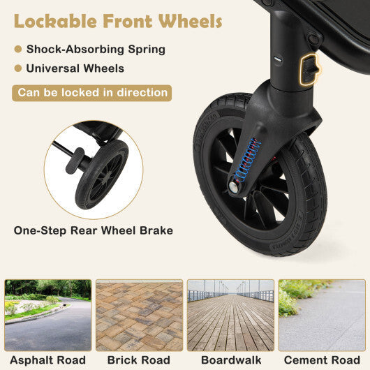 3-in-1 Folding Convertible Newborn Stroller with Detachable Bassinet-Black W2B