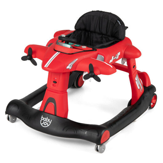6-in-1 Baby Walker with Wheels and Detachable Play Platform for Kids Aged 6-18 Months Old-Red W2B