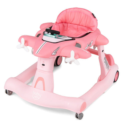6-in-1 Baby Walker with Wheels and Detachable Play Platform for Kids Aged 6-18 Months Old-Red W2B