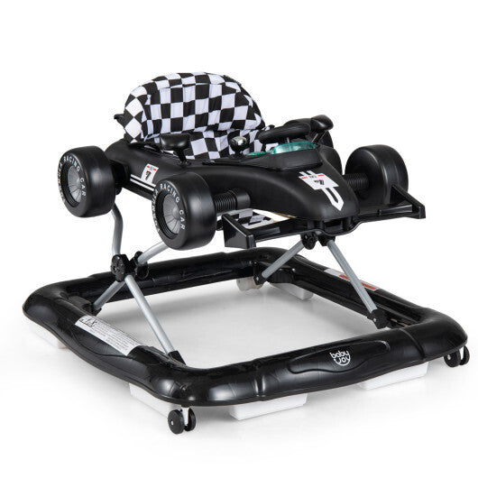 4-in-1 Baby Push Walker Activity Center Height Adjustable with Music Box-Black - Color: Black W2B