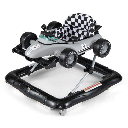 4-in-1 Baby Push Walker Activity Center Height Adjustable with Music Box-Gray - Color: Gray W2B