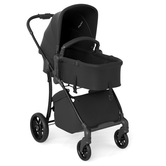 2-in-1 Baby Stroller with Bassinet Mode and Reversible Seat-Black W2B