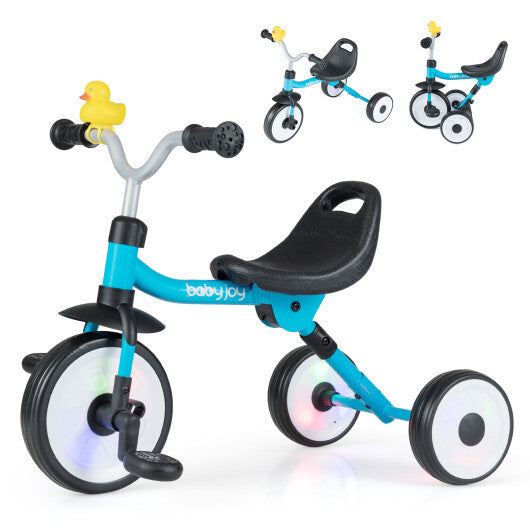 Toddler Tricycle with 3-Position Seat and Storage Basket for Kids-Blue - Color: Blue W2B