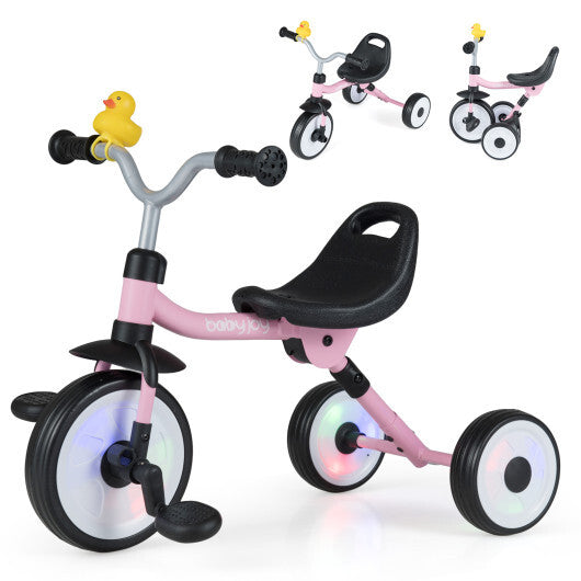 Toddler Tricycle with 3-Position Seat and Storage Basket for Kids-GN