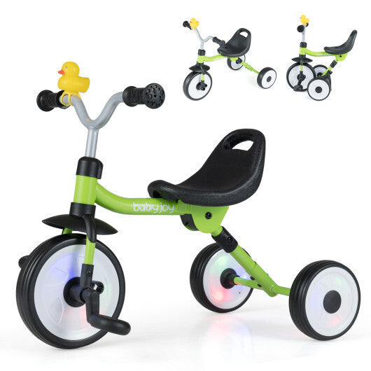 Toddler Tricycle with 3-Position Seat and Storage Basket for Kids-GN