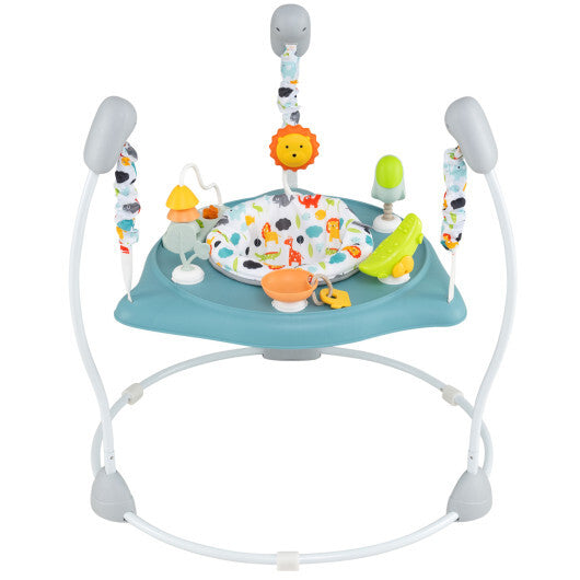 Baby Jump and Play Activity Center with Rotatable Seat and Interactive Toys-Blue W2B