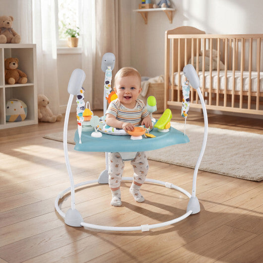 Baby Jump and Play Activity Center with Rotatable Seat and Interactive Toys-Blue W2B