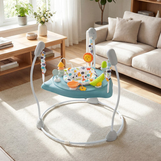 Baby Jump and Play Activity Center with Rotatable Seat and Interactive Toys-Blue W2B