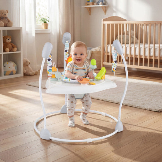 Baby Jump and Play Activity Center with Rotatable Seat and Interactive Toys-Blue W2B