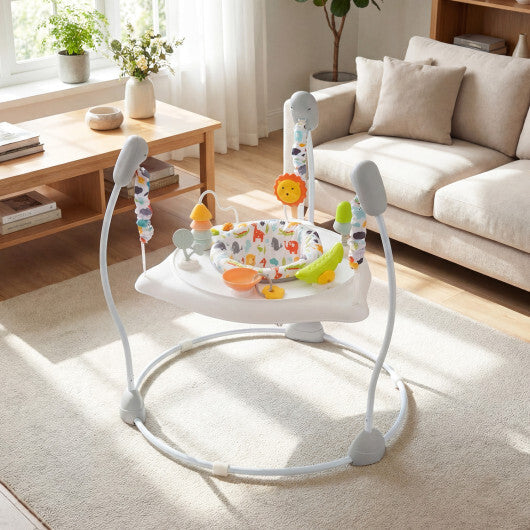 Baby Jump and Play Activity Center with Rotatable Seat and Interactive Toys-Blue W2B