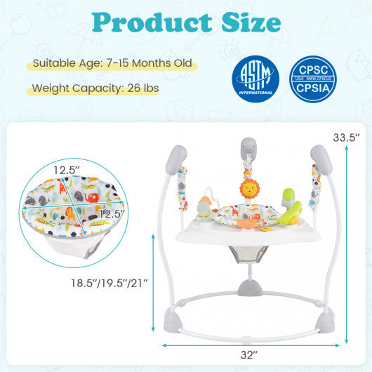 Baby Jump and Play Activity Center with Rotatable Seat and Interactive Toys-Blue W2B