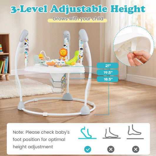 Baby Jump and Play Activity Center with Rotatable Seat and Interactive Toys-Blue W2B