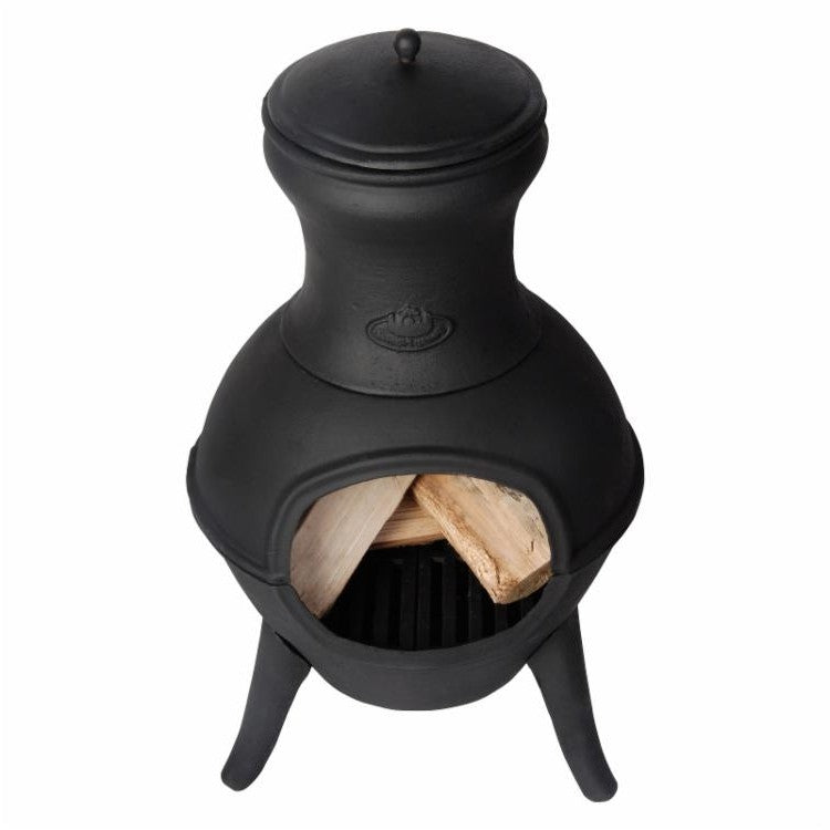 Small Black Outdoor Cast Iron Chimenea Wood Burning  Fire Pit-0