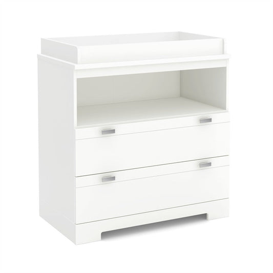 Modern Nursery 2 Drawer Storage Baby Changing Table in White-0