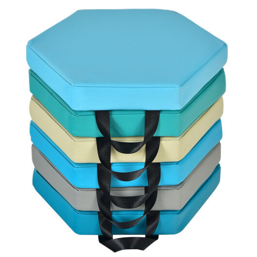 6 Pieces Multifunctional Hexagon Toddler Floor Cushions Classroom Seating with Handles-Multicolor