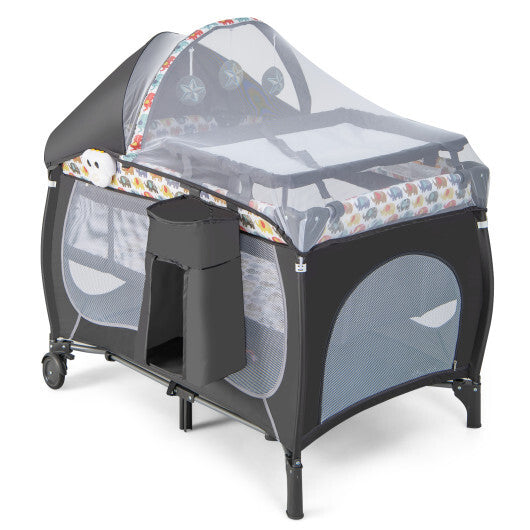 4 in 1 Portable Baby Nursery Center with Net and Music Box-Multicolor W2B