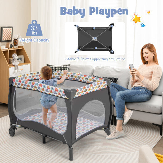 4 in 1 Portable Baby Nursery Center with Net and Music Box-Multicolor W2B