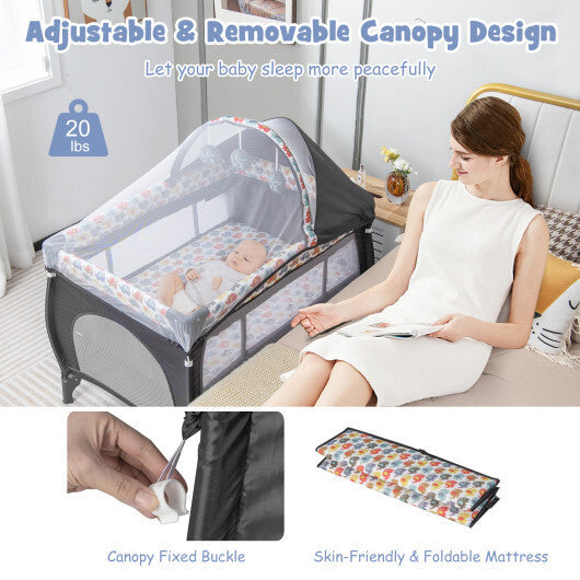 4 in 1 Portable Baby Nursery Center with Net and Music Box-Multicolor W2B