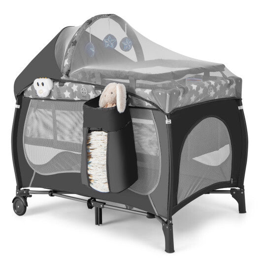 4 in 1 Portable Baby Nursery Center with Net and Music Box-Multicolor W2B