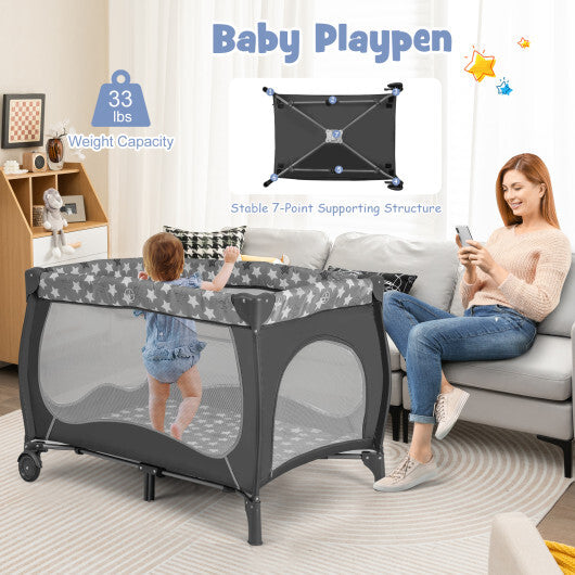 4 in 1 Portable Baby Nursery Center with Net and Music Box-Multicolor W2B