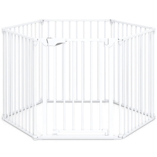 Extra Wide Baby Gate Fits 34.5-154" Openings 6-Panel Adjustable Pet Safety Fence-White