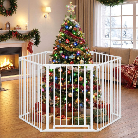 Extra Wide Baby Gate Fits 34.5-154" Openings 6-Panel Adjustable Pet Safety Fence-White