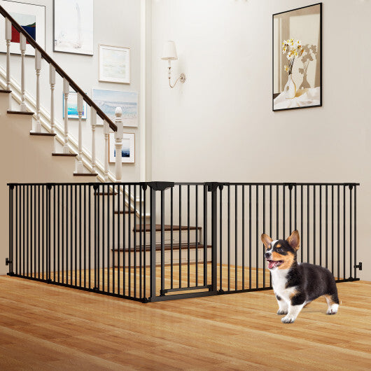 Extra Wide Baby Gate Fits 34.5-154" Openings 6-Panel Adjustable Pet Safety Fence-White