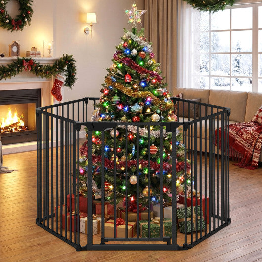 Extra Wide Baby Gate Fits 34.5-154" Openings 6-Panel Adjustable Pet Safety Fence-White