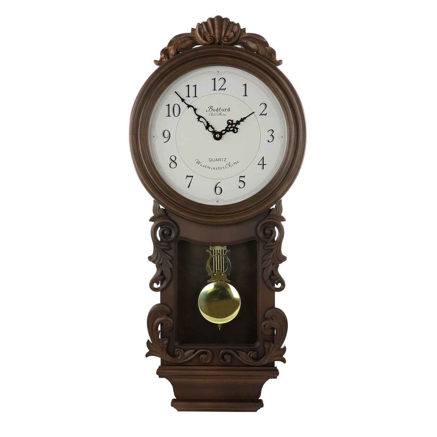 Bedford Clock Collection Chestnut Chiming Pendulum Wall Clock W2B