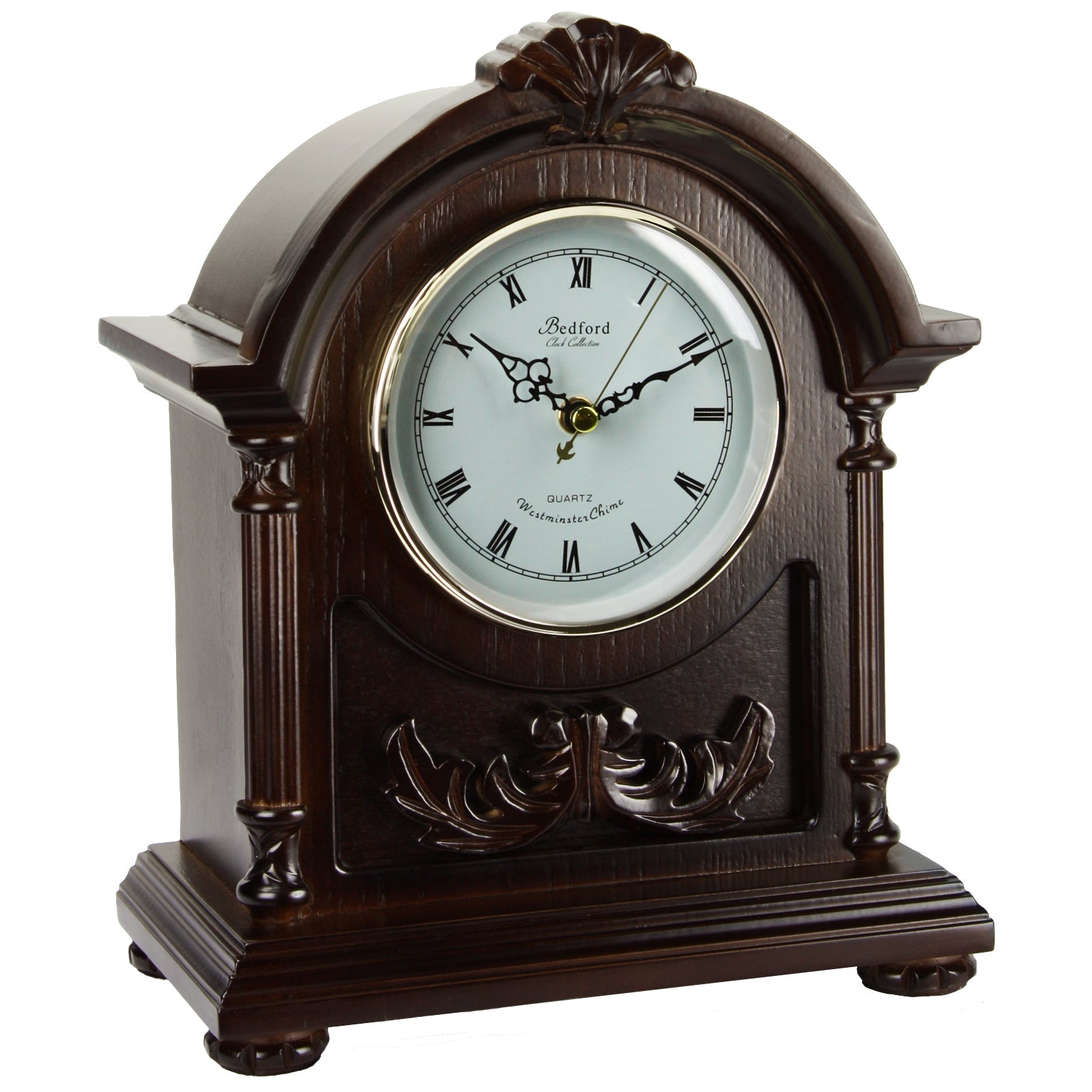 Bedford Clock Collection Wood Mantel Clock with Chimes W2B