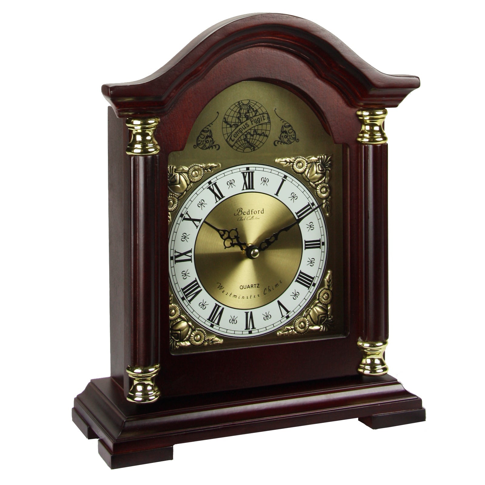 Bedford Clock Collection Redwood Mantel Clock with Chimes W2B