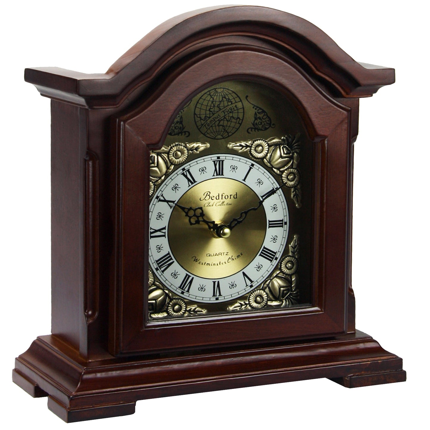 Bedford Clock Collection Redwood Mantel Clock with Chimes W2B