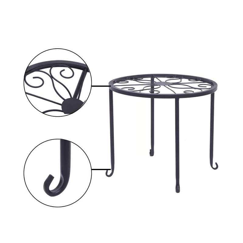 Set of 4 - Indoor Outdoor Black Metal Plant Stand FastFurnishings