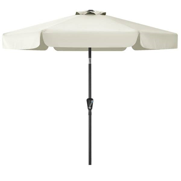 Off White 7.5 Foot Patio Umbrella with Push Button Tilt and Metal Pole FastFurnishings