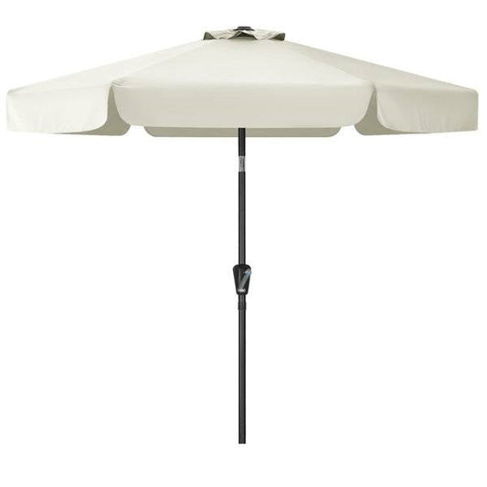 Off White 7.5 Foot Patio Umbrella with Push Button Tilt and Metal Pole FastFurnishings