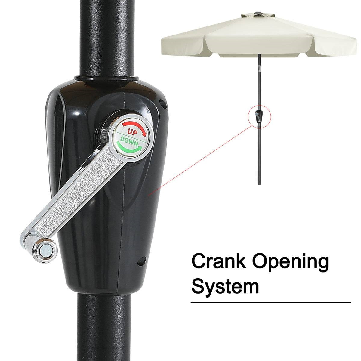 Off White 7.5 Foot Patio Umbrella with Push Button Tilt and Metal Pole FastFurnishings