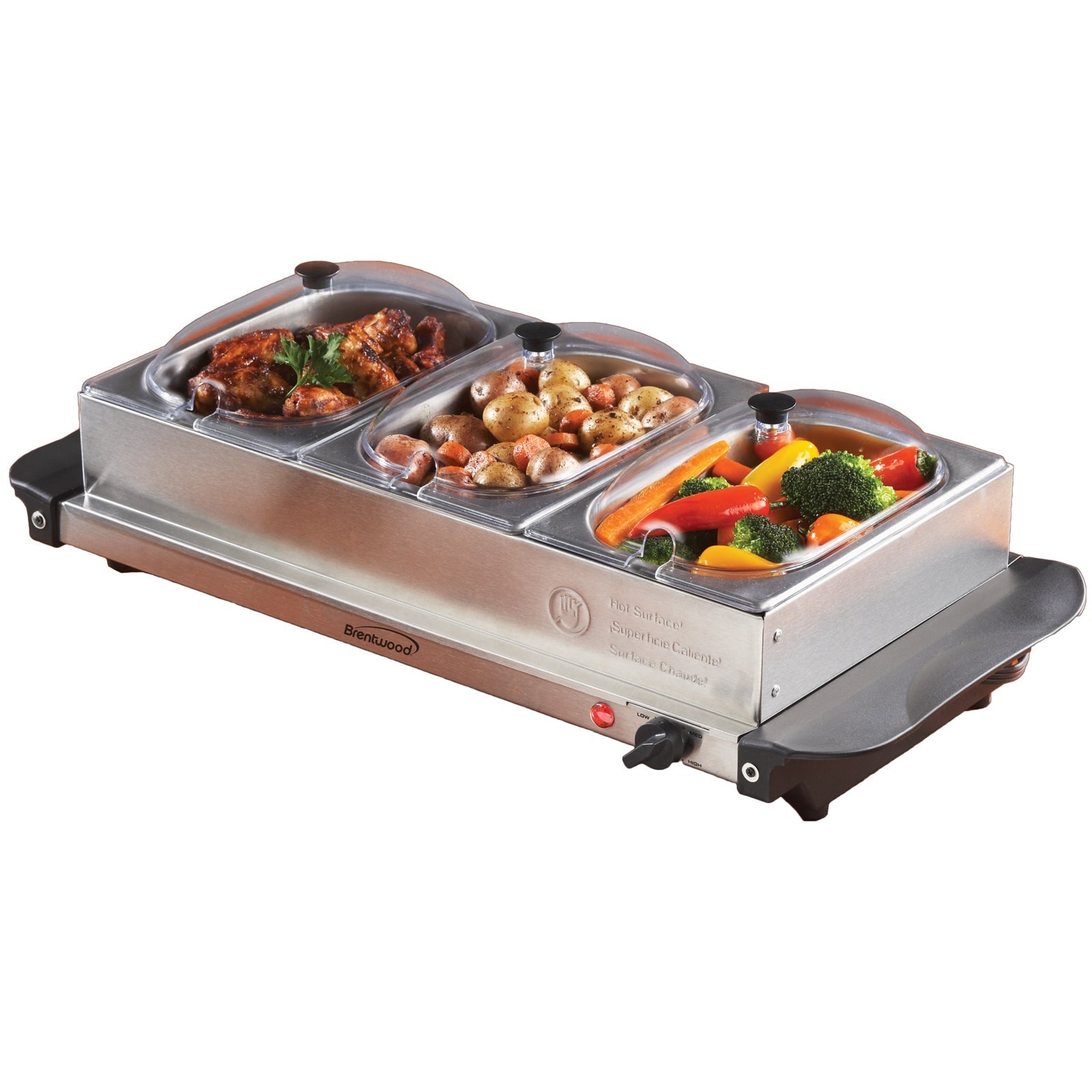 Brentwood Triple Buffet Server w/ Warming Tray W2B