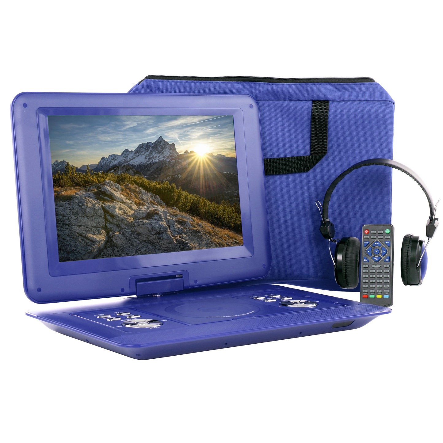 beFree Sound 14.1 Inch Portable DVD Player with Swivel TFT-LCD Screed USB,Sn anD,AV Inputs- Blue W2B