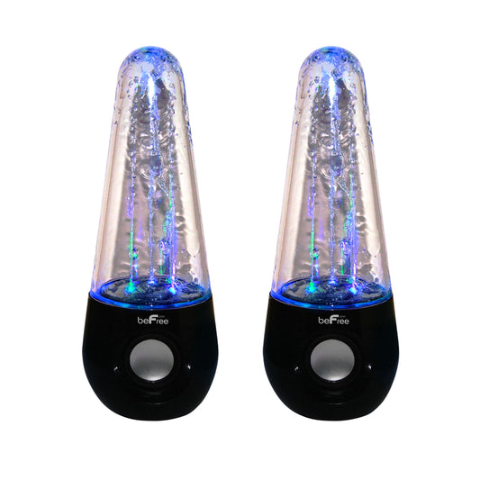beFree Sound Bluetooth LED Dancing Water Multimedia Speakers in Black W2B