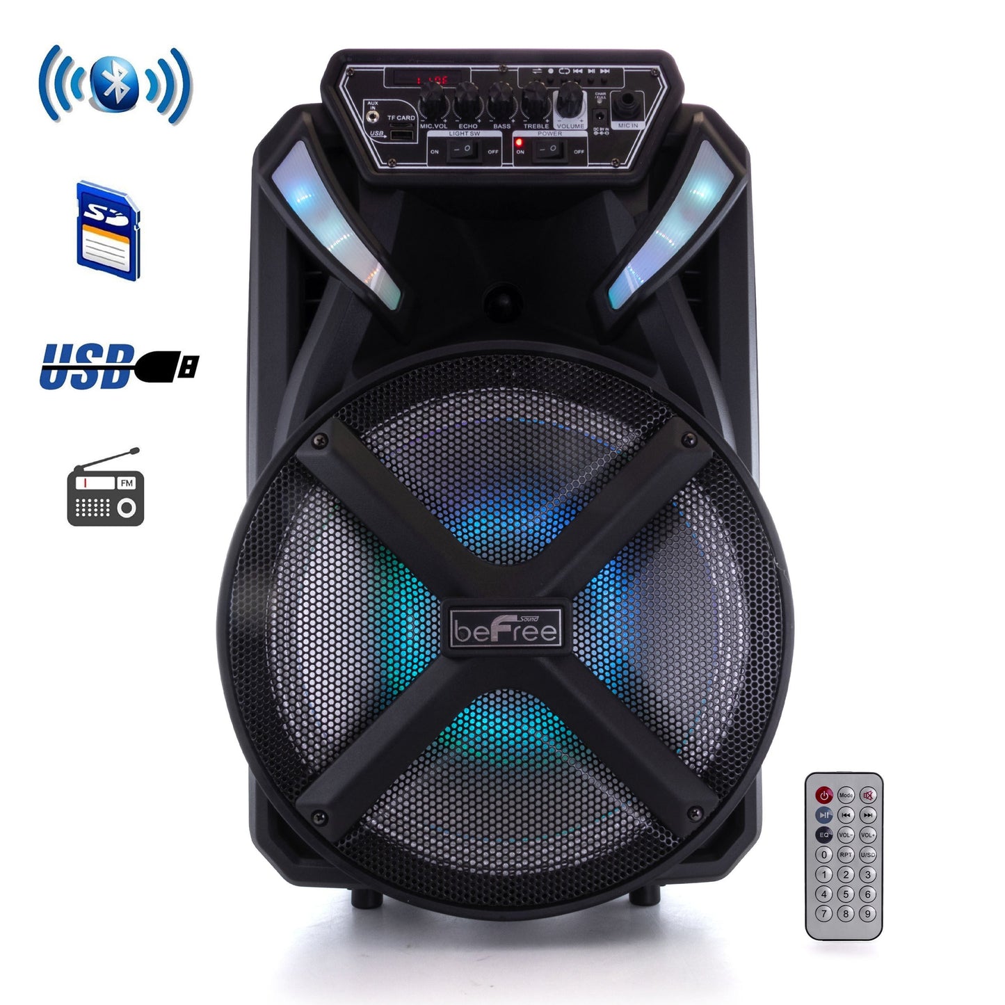 beFree Sound 12 Inch BT Portable Rechargeable Party Speaker W2B