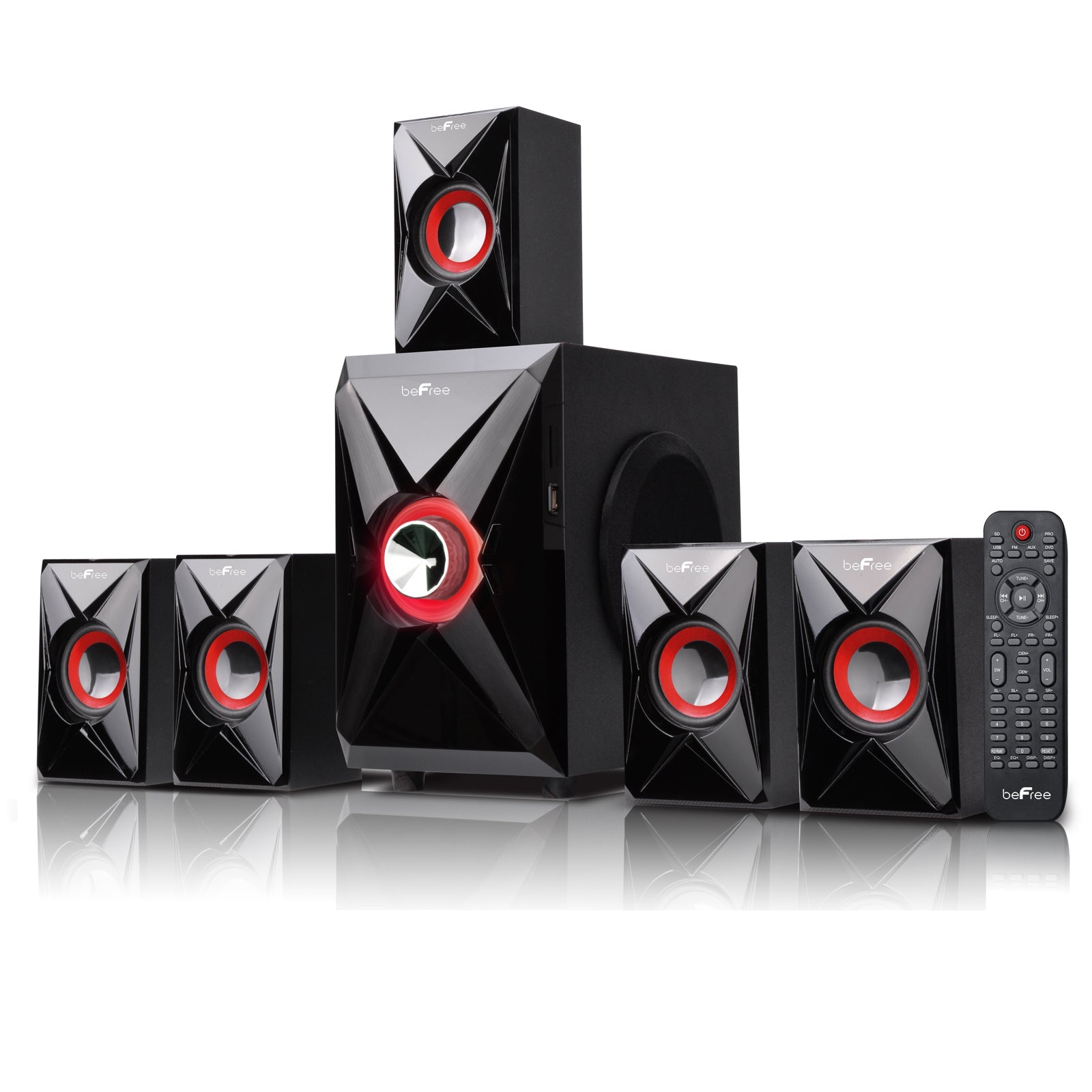 beFree Sound 5.1 Channel Bluetooth Surround Sound Speaker System in Orange W2B