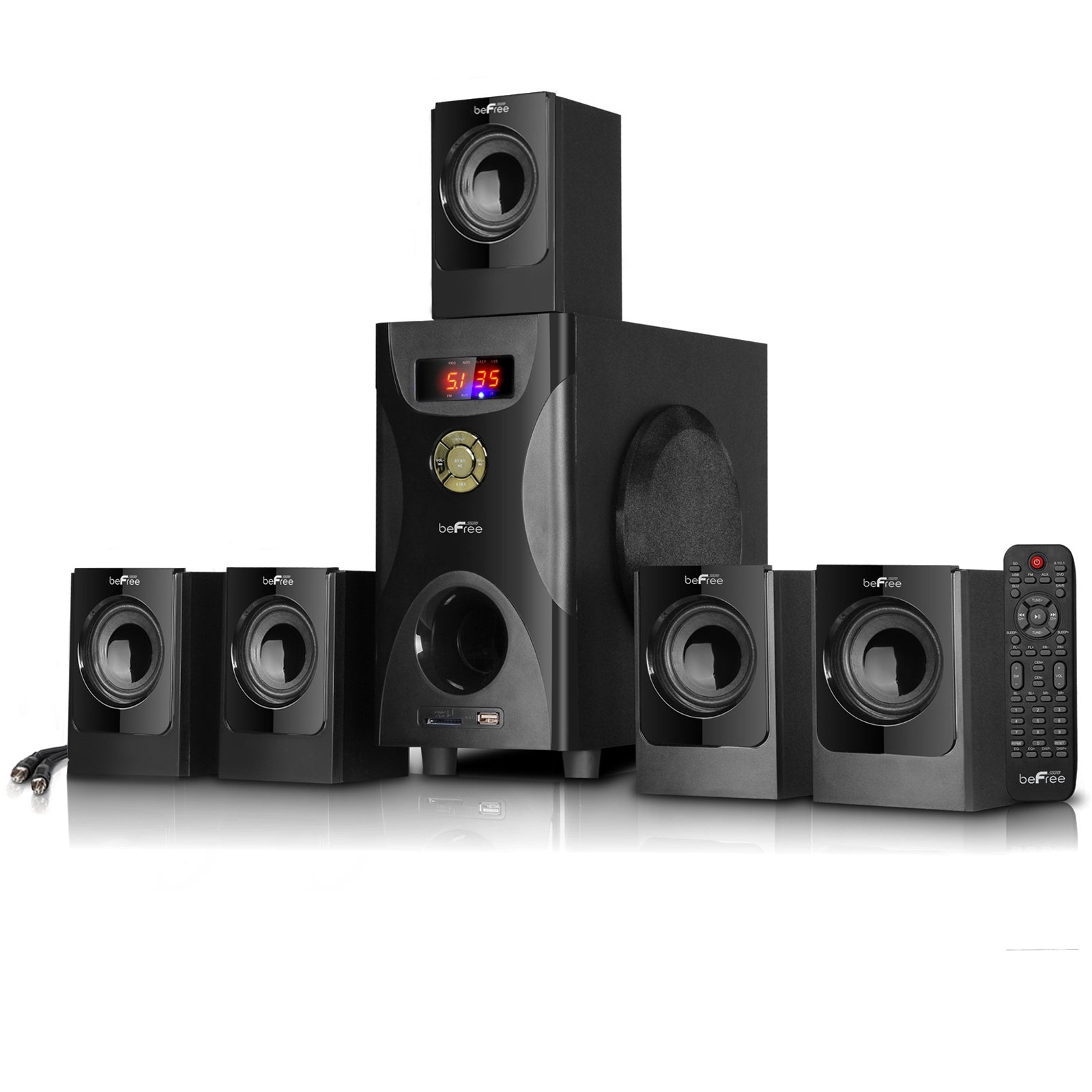 beFree Sound 5.1 Channel Surround Sound Bluetooth Speaker System in Black W2B